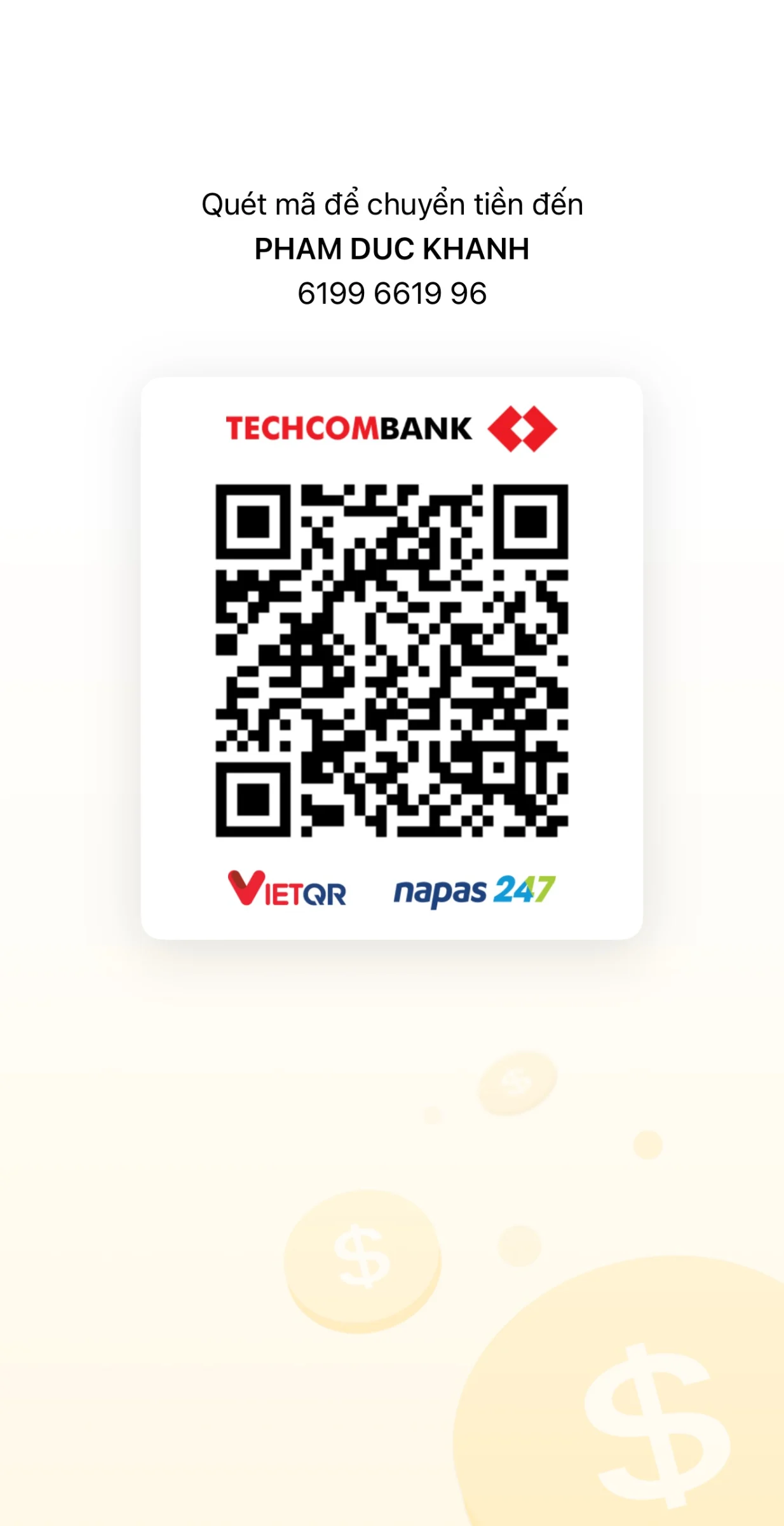 Mã QR chuyển khoản - Techcombank - PHAM DUC KHANH